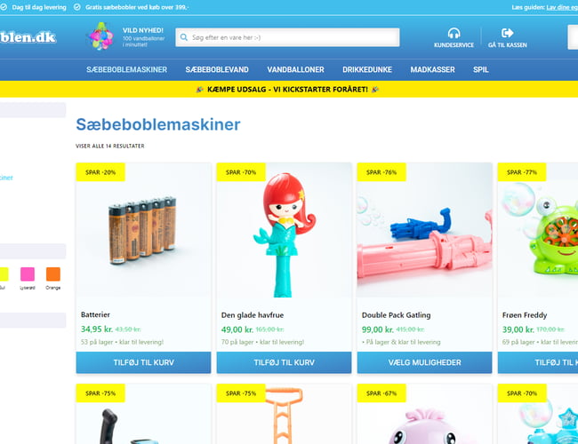 Nystartet Sommer Niche shop med 100K i varelager sælges