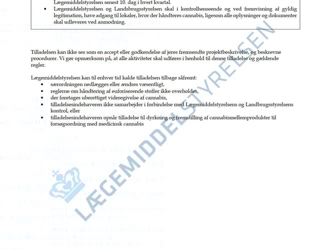 Produktionsvirksomhed med medicinsk cannabis - Tilladelse af lægemiddelsstyrelsen