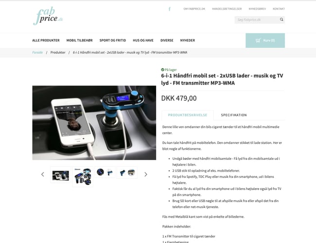 fabprice.dk - Webshop med salg af gadgets, mobil tilbehør m.m.