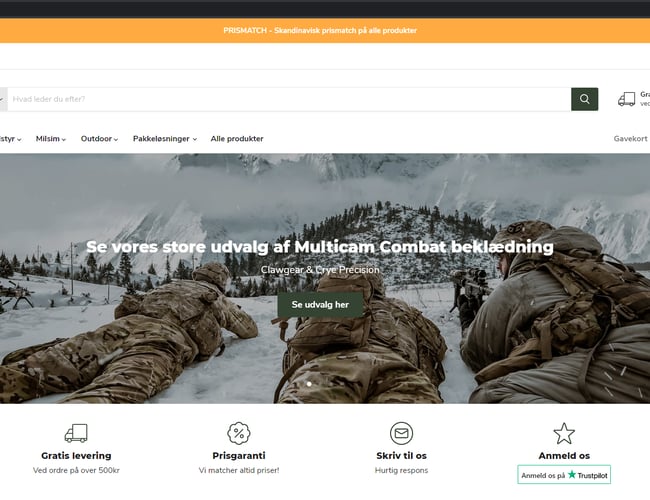 Webshop med salg af Airsoft, Outdoor og Milsim grej sælges