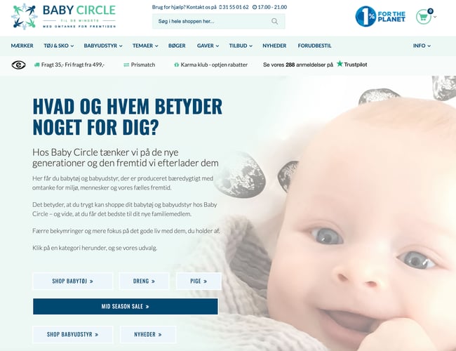 Babycircle.dk - NY PRIS - Webshop til baby og småbørn med bæredygtigt fokus - 2021 omsætning: 1.118.000 kr.