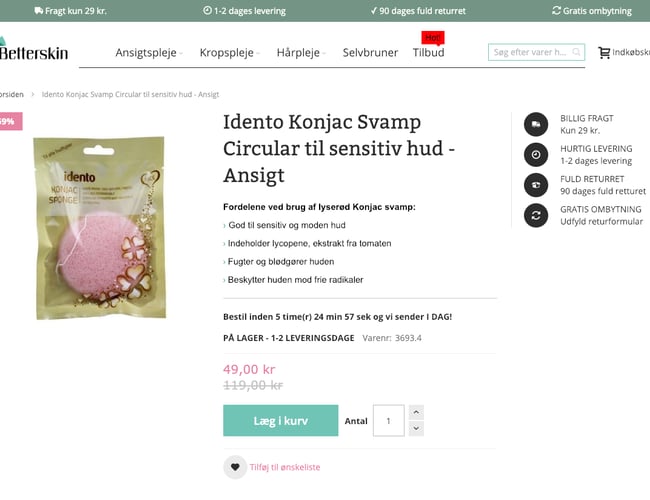 Betterskin.dk | Salg af hudpleje produkter stort udviklingspotentiale - Omsætning på 68.629,25 kr. 2018
