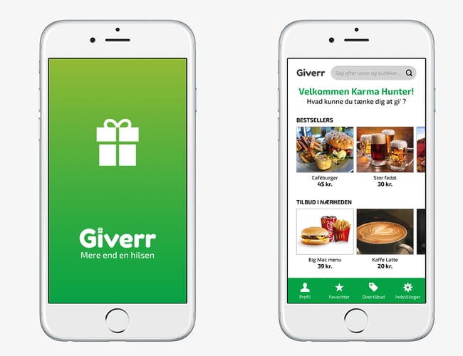 Giverr - Kompatibel gavekorts app med IOS & Android