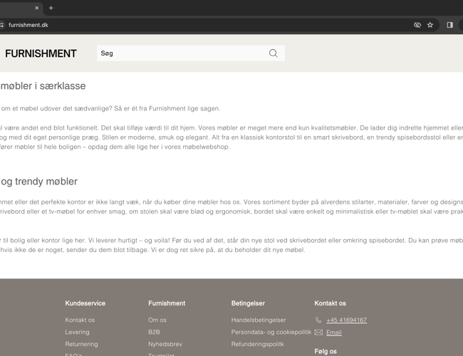 Furnishment | High end dropshipping møbelshop | 100% køreklar