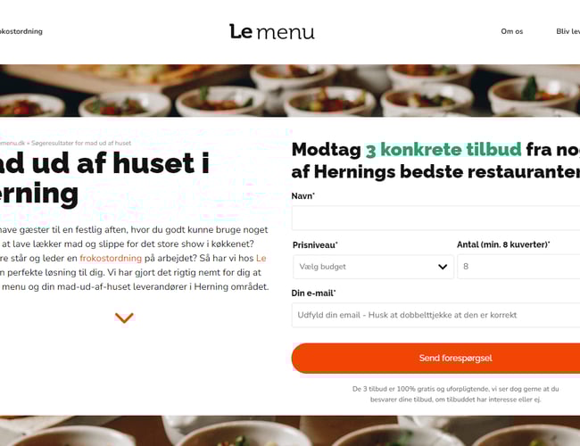 Lemenu.dk søger partnere - masser af organisk trafik og attraktivt marked 