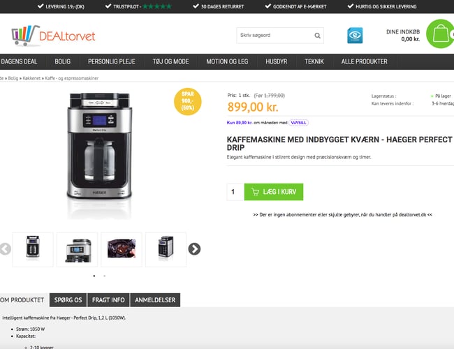 Salg af kendt webshop - Omsætning: 830.000 DKK - Trustpilot score på 4,5 ved 504 anmeldelser.