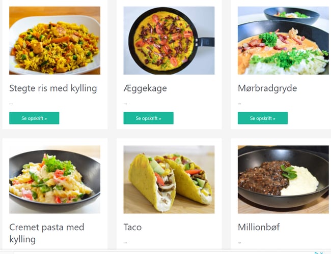 Opskriftsblog med næsten 8.000 besøgende om måneden via organisk trafik