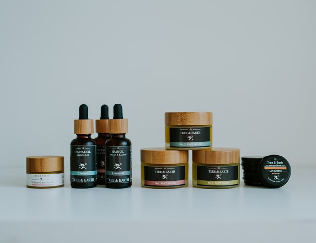Tree & Earth Skincare til salg - lækkert vegansk hudplejebrand med egenproduktion - Kan købes med: Bitcoin eller Ethereum.