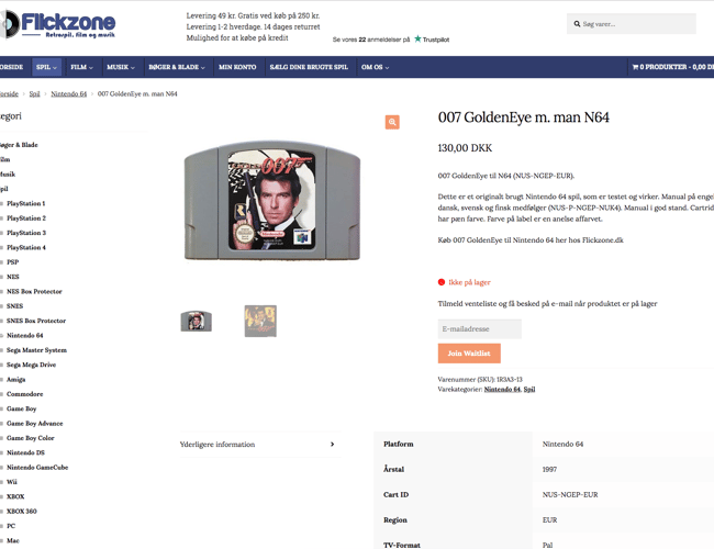 Retrospil, film og musik webshop til salg - Omsætning i 2018: 95.186 kr.