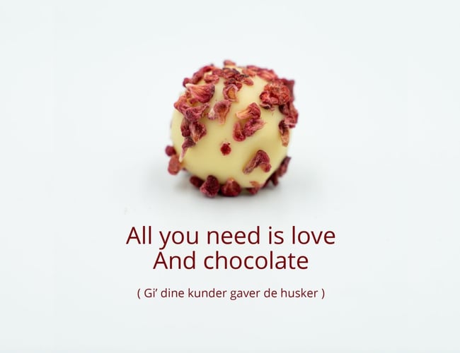 Webshop med specialiseret B2B-salg af slik og chokolade med firmalogo