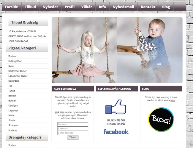 Populær og attraktiv børnetøjs webshop 