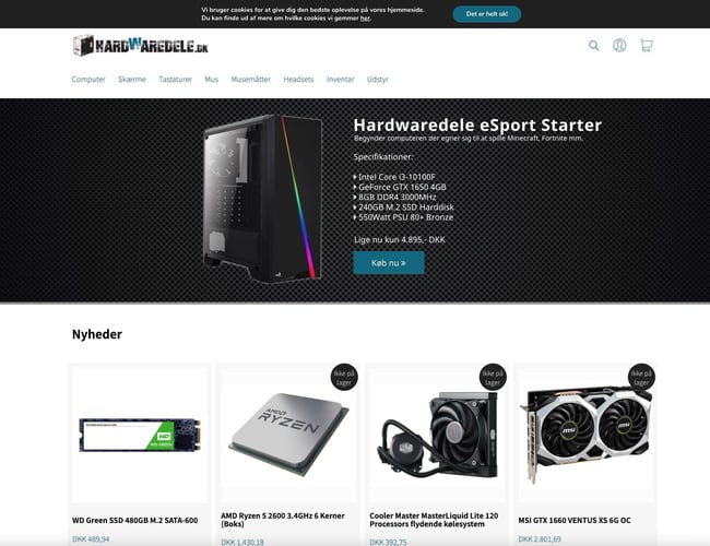 Salgsklar webshop - Salg af gamer computere, skærme, tastaturer mm.
