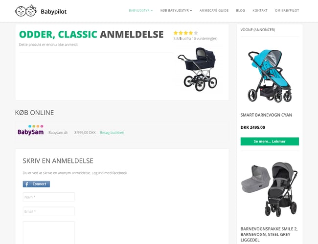 Babypilot.dk - Brugeranmeldelser af babyudstyr med affiliateløsning