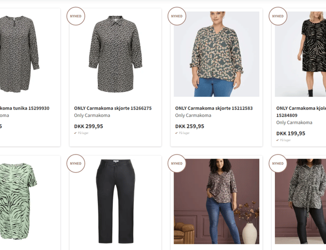 E-mærket webshop med plussize tøj - Høj tilfredshedsscore på Trustpilot på 4,9 ud af 5