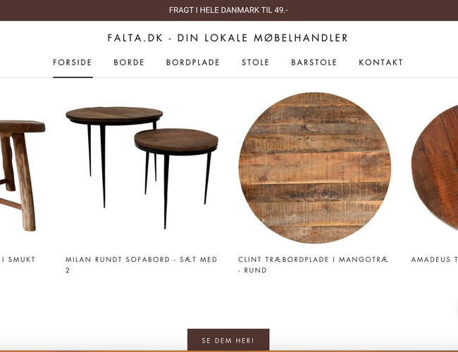 Falta.dk | 100% Køreklar dropship webshop med Borde, stole med mere.