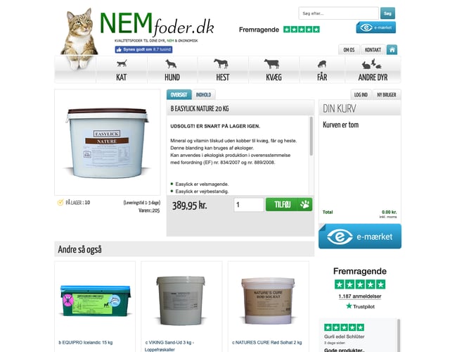 Nemfoder.dk - Webshop Speciale af Salg af dyrefoder - Overskud på 221.000 kr i 2017.