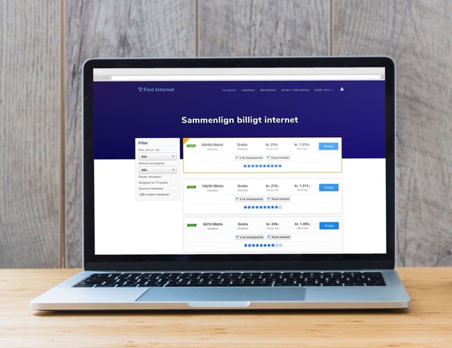 Find-Internet.dk - Affiliate site indenfor internetudbydere med organiske besøgende