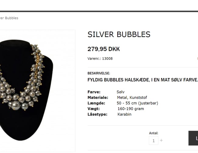 Flot & indbydende webshop, med salg af feminine smykker