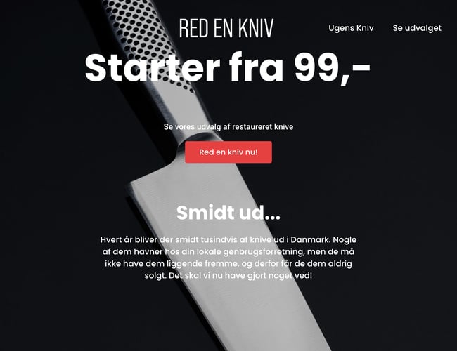 Bæredygtigt koncept - 100% køreklar webshop indenfor knive/køkkenudstyr 