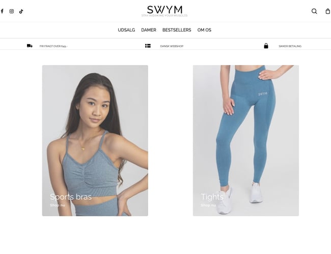 Swym sportswear webshop - Omsat for i alt 73.256,89 kr. 