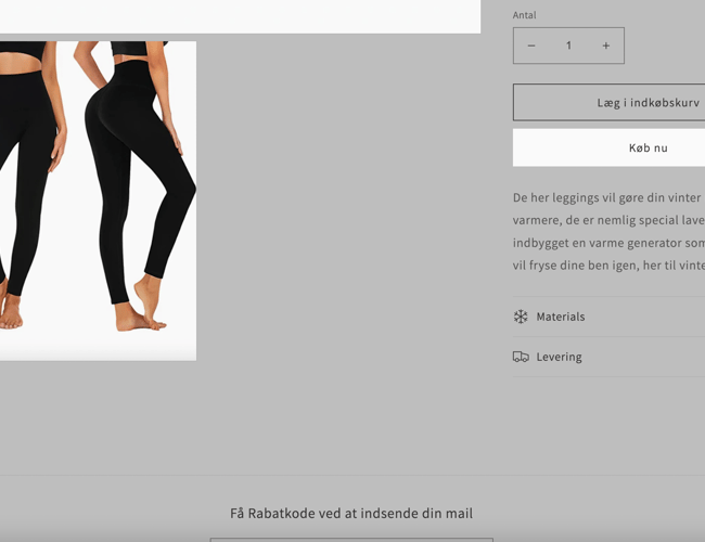 Stilet webshop med et produkt med høj kvalitet