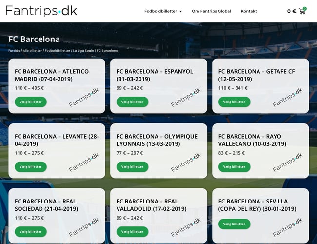 Fantrips.dk - Fodboldportal med salg af fodboldbilletter i Europa