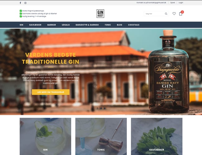Danmarks førende specialiserede gin og tonic webshop til salg - Omsætning 2020: 1.636.490 DKK