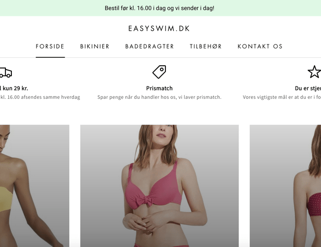 EasySwim.dk | 100% Køreklar dropshipping webshop med Badetøj med mere