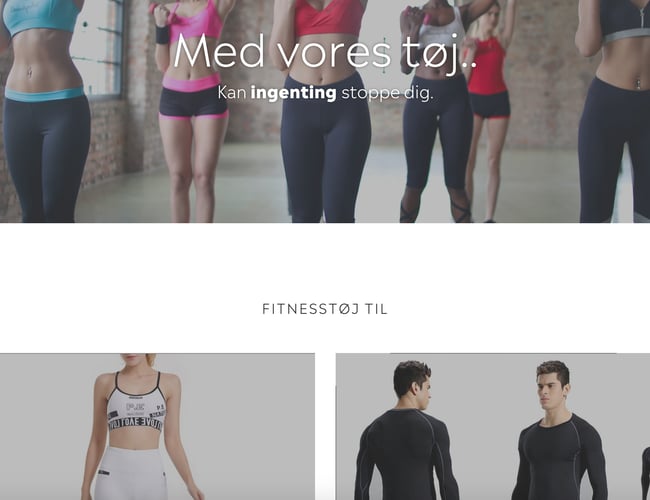 Nystartet dropshipping webshop med salg af fitnesstøj
