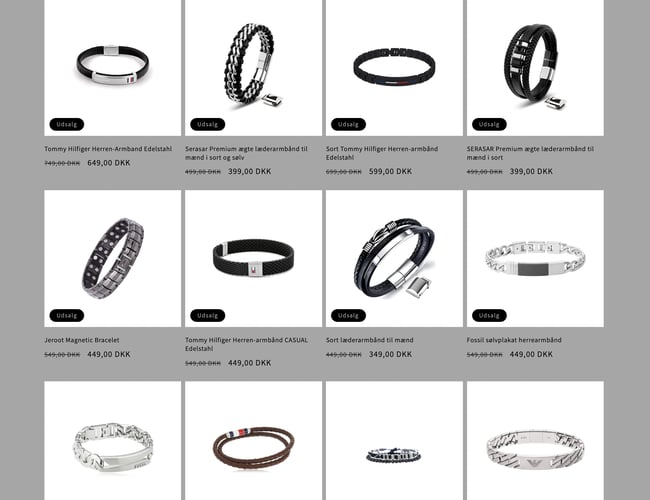 Flot eksklusiv webshop med salg af herrearmbånd og herreringe