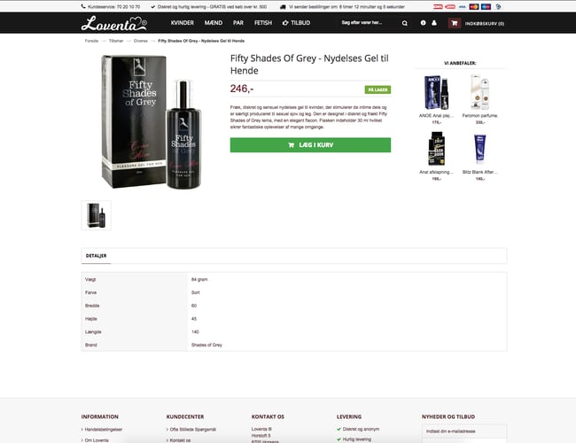 Erotisk webshop med 1878 produkter indenfor sexlegetøj og lingeri