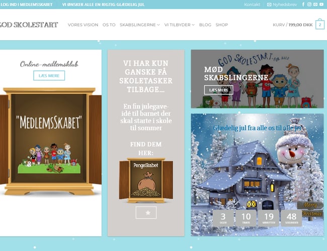 Webshop med salg af online produkter, skoletasker og læringsmaterialer til den gode skolestart