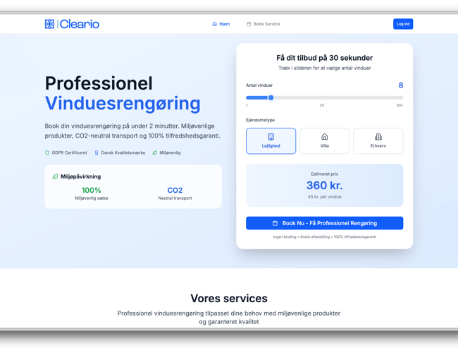 Danmarks mest intuitiv platform for vinduespudsning – Cleario.dk
