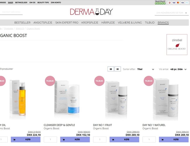 Dermaday.dk  webshop - salg af skønhedsprodukter, distributør og gode avancer