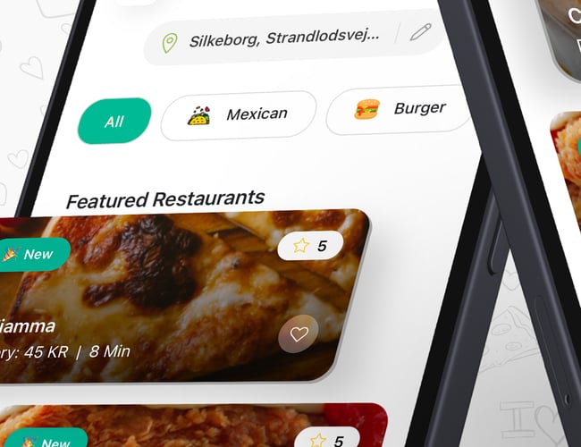 Mad levering System hjemmeside, bruger app, bud app