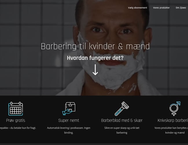Webshop med salg af barbering til både kvinder og mænd - eget lager - 20 aktive abonnementer