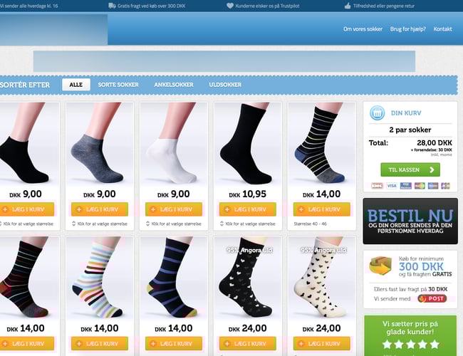 Sokke-shop med stabil omsætning og 7% konverteringsrate