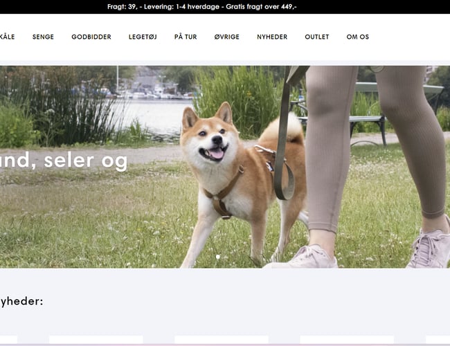 Webshop der sælger hundeartikler og med 4,7 stjerner