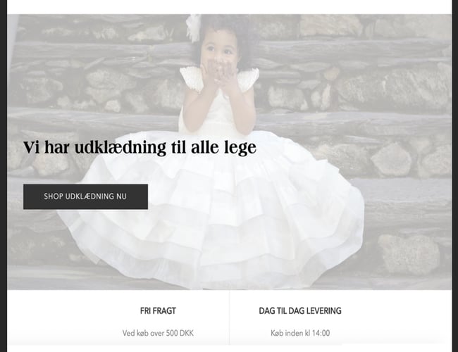 Køreklar webshop med Udklædning og leg til børn