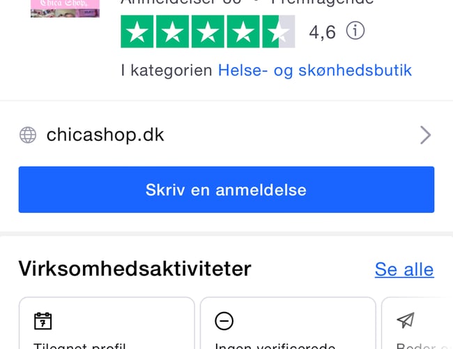 ChicaShop.dk - succesfuld vippe/skønheds webshop - Omsætningen for 2021: 333.485 kr. 