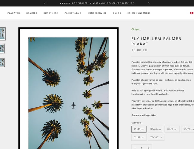 Velrenommeret SEO-stærk webshop m. 1.200 plakatdesigns til salg