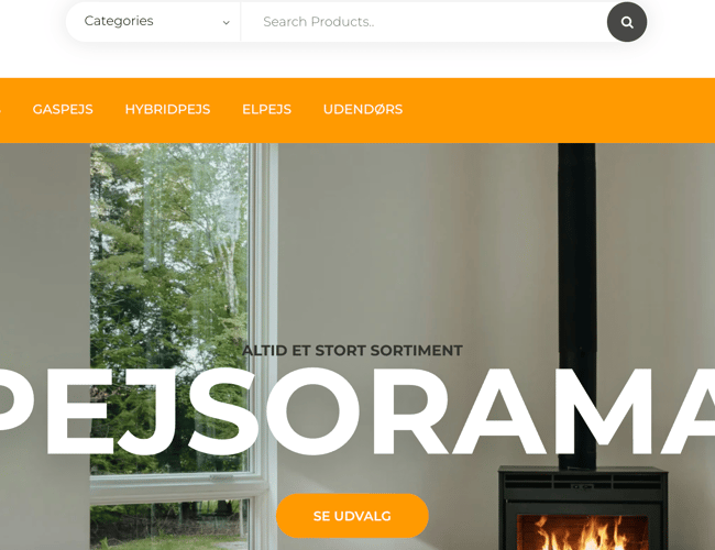 Webshop med salg af pejse og tilbehør (dropshipping)