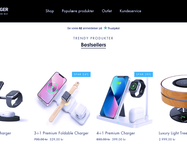 Dropshipping webshop med salg af trendy opladere!
