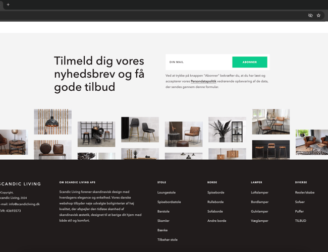 Spritny Shopify webshop (møbler, boliginteriør, lamper)