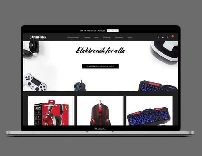 Gaming webshop - leverandør i EU - Shopify