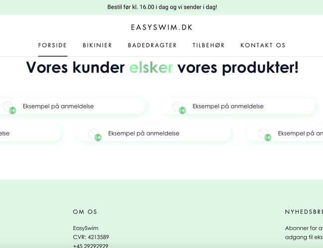 EasySwim.dk | 100% Køreklar dropshipping webshop med Badetøj med mere