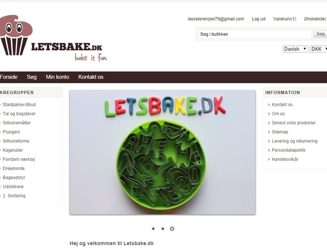 Flot webshop med salg af bageudstyr. Betal kun for lager!!