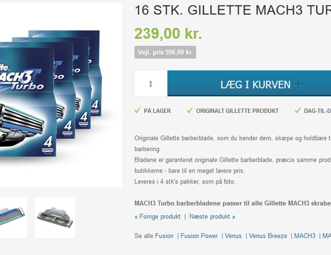 Populær webshop med salg af barberblade