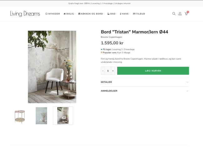 Bolig- og livstils webshop med velkendte mærker og +100.000 i årlig omsætning