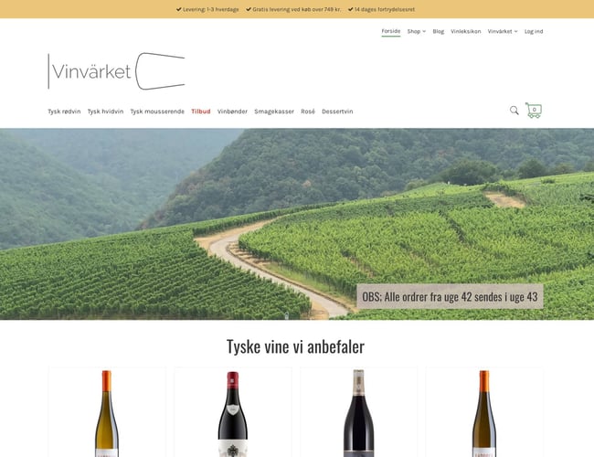 Webshop med salg af vin fra Tyskland - Omsætning: 576.943, Overskud: 92.456 kr. (før skat)